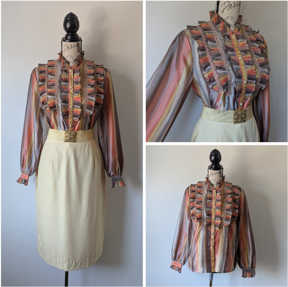 Vintage Multicolor Striped Blouse